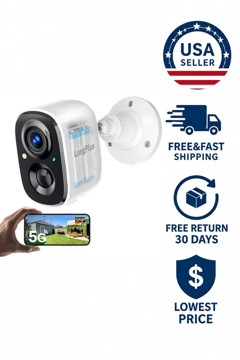 LongPlus 3K Security Cameras Wireless Outdoor, Battery Smart Camera for Home Sec