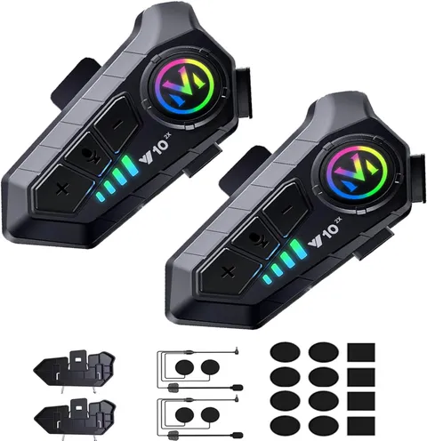 Motorcycle Helmet Bluetooth Intercom IP65 Waterproof Talk Noise Cancelling Dual