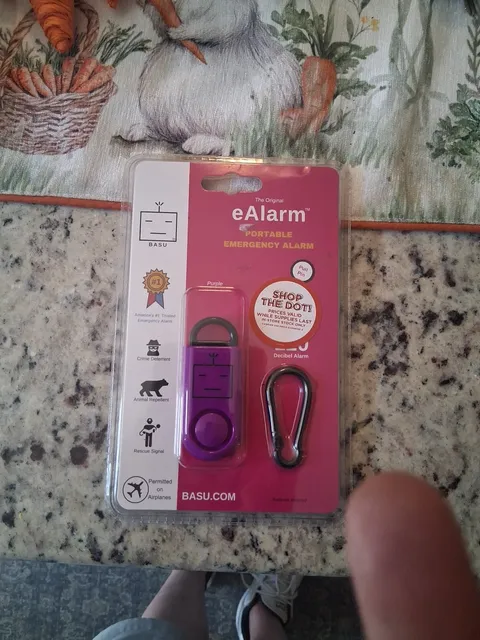 BASU eAlarm Portable Emergency Personal Safety Alarm Purple 130dB Keychain NEW
