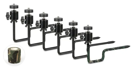 Trail Camera Tree Mount 6 Pack 360° Adjustable Head 1/4 Inch Screw - Wildlife