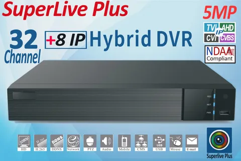 SuperLive Plus 32CH 5MP 1080p Analog Hybrid DVR, NDAA Compliant with HDD Options