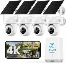 4K Ultra HD Solar Security Cameras Wireless Outdoor, No Subscription Required, H