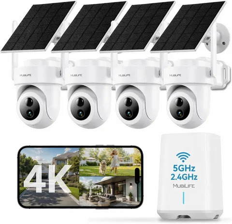 4K Ultra HD Solar Security Cameras Wireless Outdoor, No Subscription Required, H