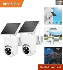 2K Solar Security Cameras Wireless Outdoor - 360° View, Night Vision & App Co...