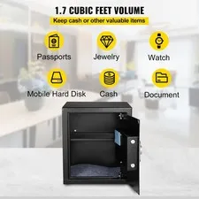 Safe Box, 1.7 CU.FT Fingerprint Safe Box For Money W 2 Keys  Digital Keypad, Q23
