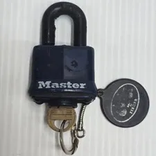 Master Lock Weather Tough 40mm Padlock Blue Hard Steel w/Key & Keychain Works!
