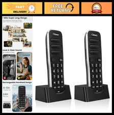 Wireless Intercom System for Home & Office, 1 Mile Range, Rechargeable 10-Channe