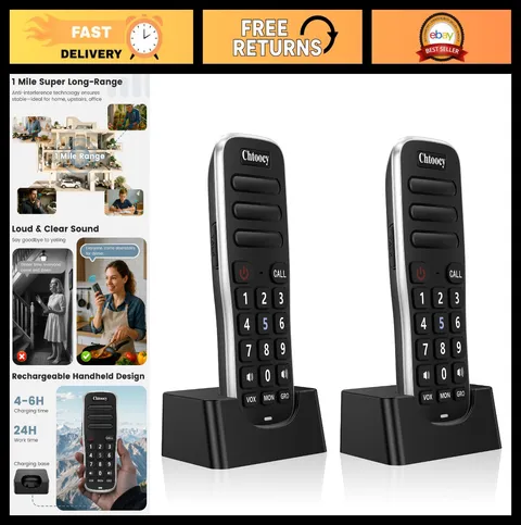 Wireless Intercom System for Home & Office, 1 Mile Range, Rechargeable 10-Channe