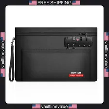 Hontom fireproof money bag lock 11x7 inch double layer cash passport valuables