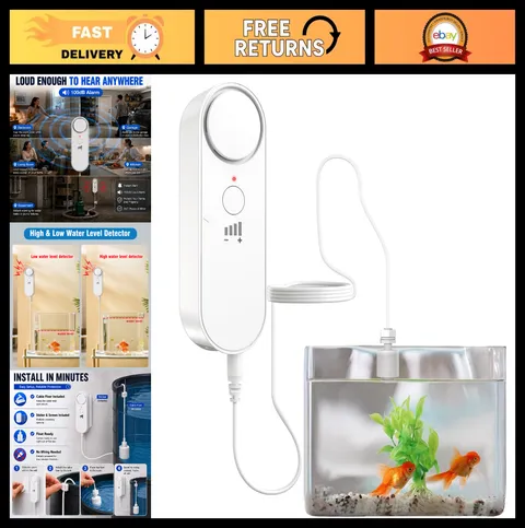 High/Low Water Level Sensor Alarm 100dB for Sump Pump, 78" Cable, Battery Operat