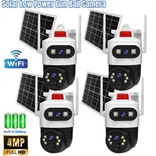 NEW Solar Security Dual Lens Camera Outdoor Home Wifi Wireless IP Cam PTZ CCTV