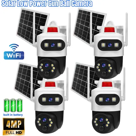 NEW Solar Security Dual Lens Camera Outdoor Home Wifi Wireless IP Cam PTZ CCTV