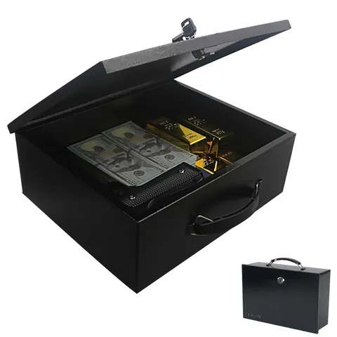 Fireproof Steel Security Safe Box with Key Lock for Documents Storage and Key