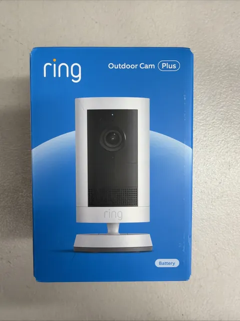 New Ring Outdoor Cam Plus Battery 2K HD Security Camera White