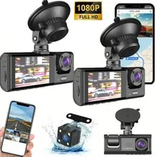 1/2 Pcs HD 1080P Dash Cam Car DVR Front Inside Rear Camera Night Vision G-sensor