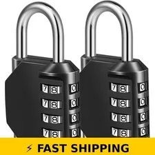 Fayleeko 4 Digit Combination Lock, 2 Pack, Black