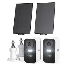2PCS ieGeek Solar Security Camera 2K Wireless Home WiFi Battery CCTV System