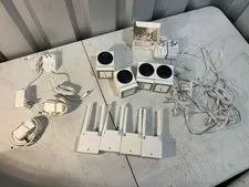 Wyze Cam Outdoor Lot 4 Cameras 4 Base Stations Cords Power Adapters Untested
