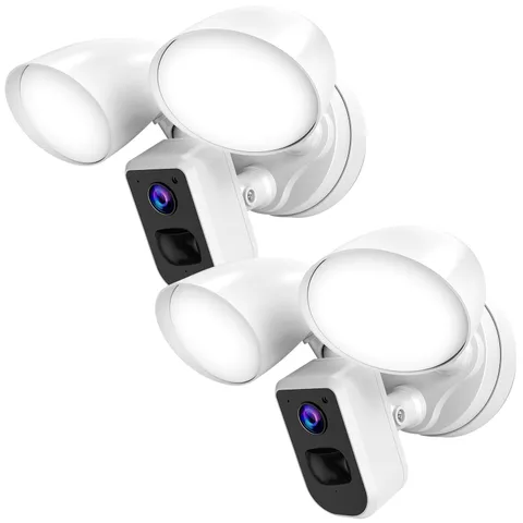 Smart Floodlight Camera Wired Outdoor Security Camera Flood Light with Motion...
