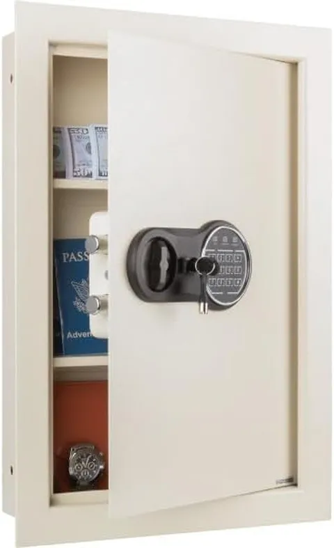 In-Wall Safe with Keypad and Manual Override Keys - Secure Storage
