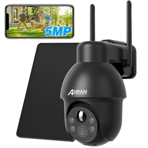 Solar Wireless Security Camera 360° PTZ 5MP Motion Detection Color Night Vision