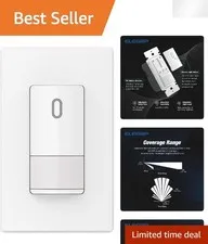 Single-Pole PIR Light Switch with Automatic/Manual Control - Sleek White Design