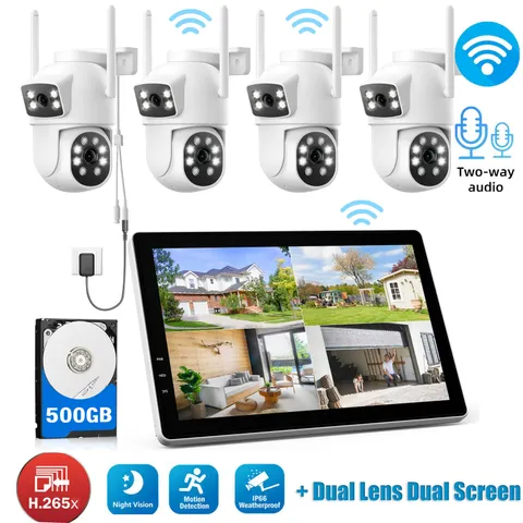 10CH NVR With Monitor 5G Wifi CCTV Security Camera System 4MP HD Vision 2-Lens