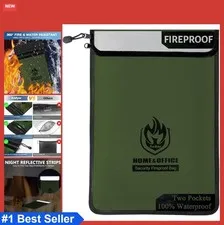 Fireproof Document Bag 15x11 Inch Waterproof Money Bag for Cash Passport Legal