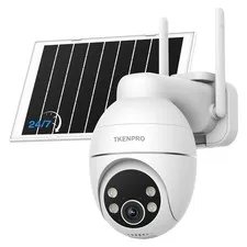 TKENPRO 2K Solar Camera Outdoor Wireless, 2.4GHz Wi-Fi WiFi, White