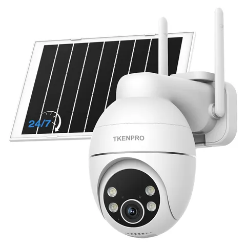 TKENPRO 2K Solar Camera Outdoor Wireless, 2.4GHz Wi-Fi WiFi, White