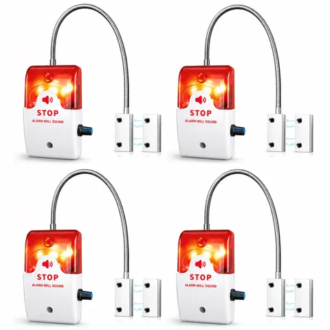 4 Pcs Exit Stopper Door Alarm with 110db Siren Emergency Door Alarms When Ope...