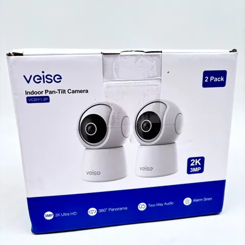 Veise 2 Pack 2K Ultra HD Indoor Pan-Tilt Security Camera w/ 2 Way Audio VC20Y12P