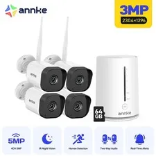 ANNKE Wireless 4CH NVR 3MP Security Camera System Two-Way Audio WIFI Outdoor IR