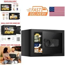 Compact Digital Safe Box 0.4 Cubic Feet with Alarm System and Removable Shelf
