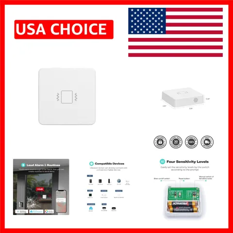 Compact Zigbee Vibration Sensor with Long Battery Life & Home Automation