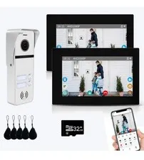 Wired Apartment Video Intercom System 2 Units 7 Inches Touch Monitor Doorbell