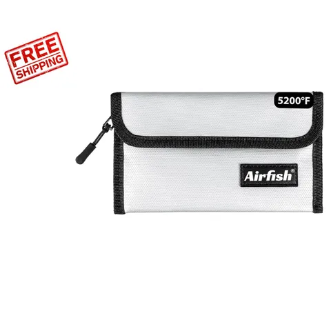 Stylish Fireproof Money Bag in Silver - 5x8 Waterproof Cash and Valuables Holder