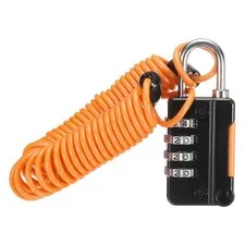 Luggage Lock, 4 Digit Combination Padlock with Flexible Orange Cable (220cm)