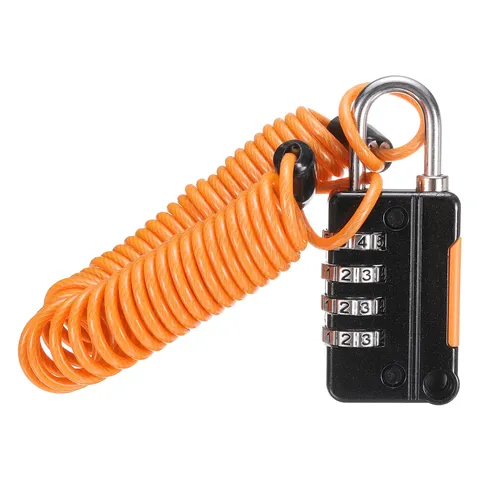 Luggage Lock, 4 Digit Combination Padlock with Flexible Orange Cable (220cm)