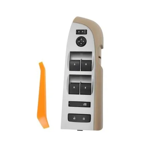 22968506 Front Left Driver Side Door Lock Silver Tone Panel, Tan Bezel Cover