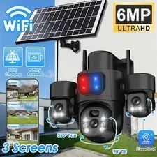 Solar Security Cameras Wireless Outdoor 6MP WiFi 2-Way Audio Surveillance Cam