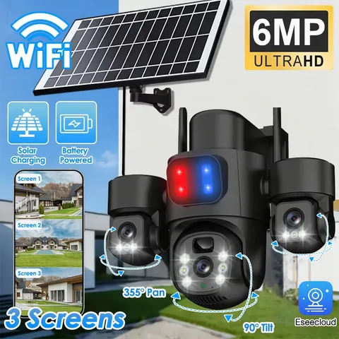 Solar Security Cameras Wireless Outdoor 6MP WiFi 2-Way Audio Surveillance Cam