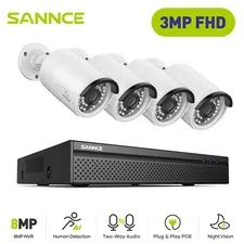 SANNCE 8CH 4K NVR 3MP PoE IP Security Camera System Network Two Way Audio CCTV