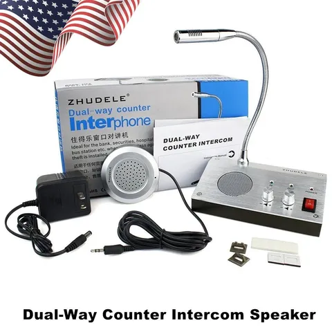 Dual-Way Talk Through Store Office Window Glass Counter Intercom Speaker System