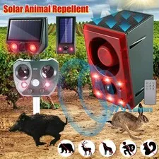 Solar Animal Repeller with Dog Barking & Loud Gunshot– Waterproof Pest Deterrent
