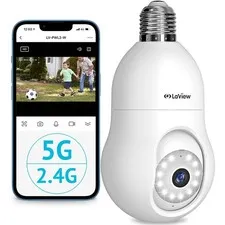 LaView 4MP Bulb Security Camera 5G& 2.4GHz WiFi, 360°2K 5G/2.4GHz, White