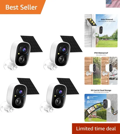Complete 4-Pack Solar Security Cameras - 2K HD, Remote Control & AI Detection