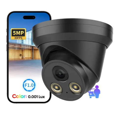 5MP Full Color Night Vision POE IP Turret Outdoor (Black),F1.0 Super Aperture...