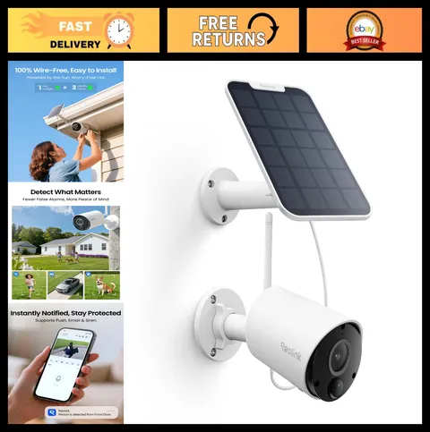Wireless Solar Outdoor Security Camera 2K 5MP Smart AI Detection, Argus Eco