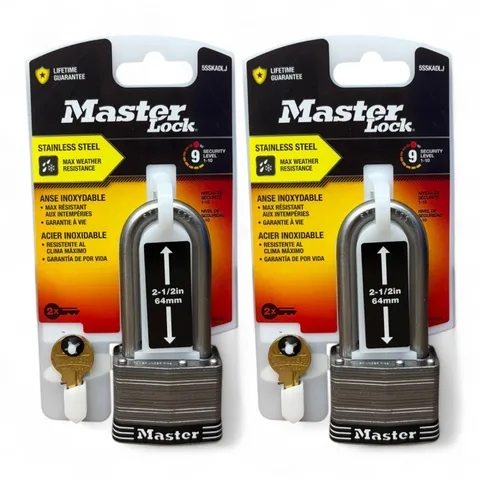 Master Lock 5SSKADLJ Stainless Steel  2.5" Shackle Padlock - 2 pack